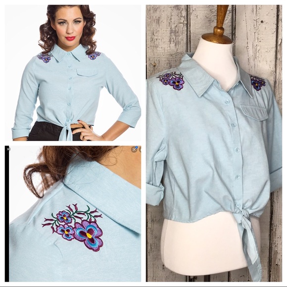 Lindy Bop Tops - Lindy Bop Remi quaint floral tie front top